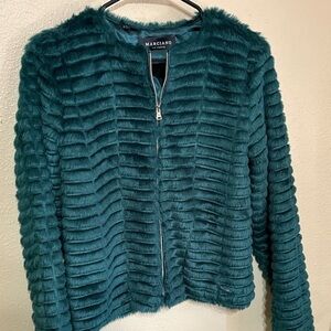Marciano Teal Textured Teddy Jacket